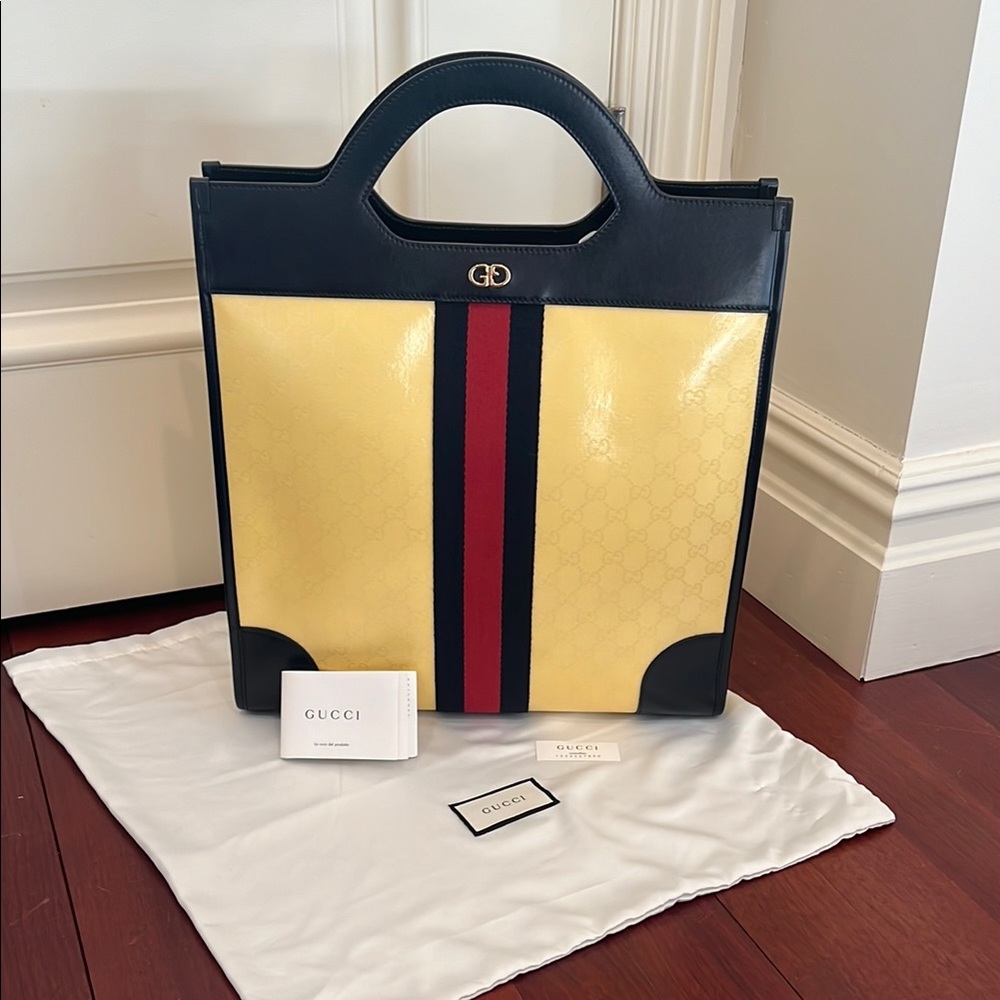 Gucci Yellow and Black Tote Bag